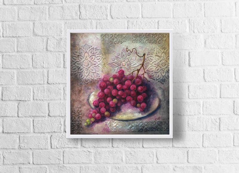 家居装饰艺术静物油画原画水果画 - 海报/装饰画/版画 - 其他材质 紫色