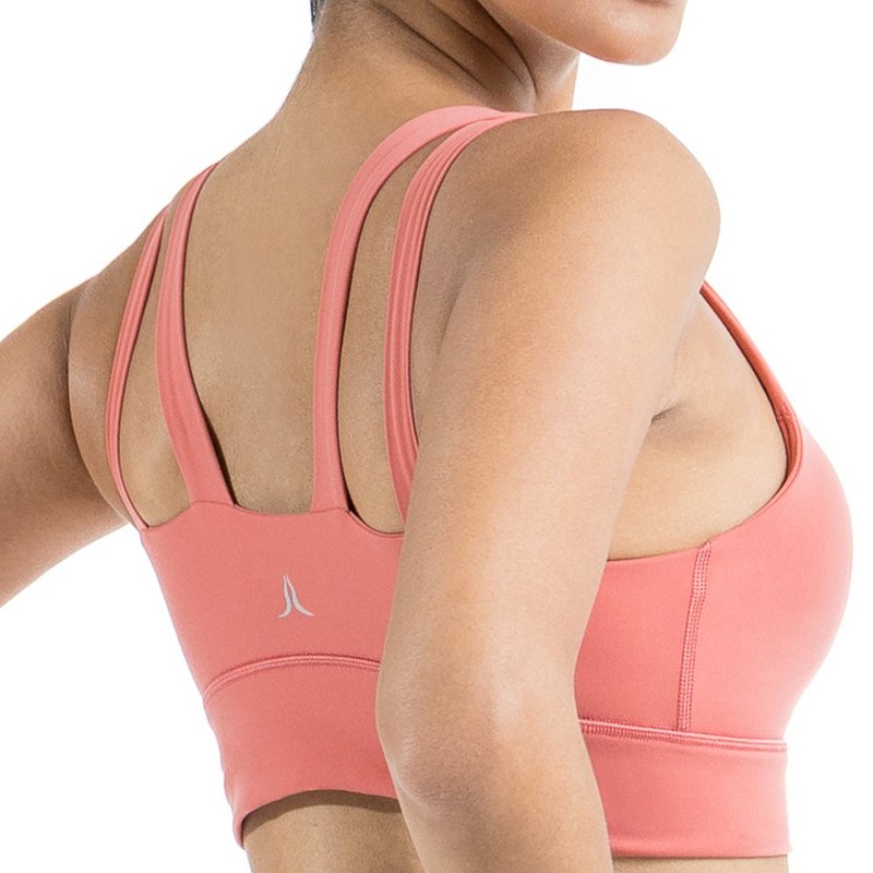 【NAMASTE】Adela 小三角双肩短上衣 - 珊瑚橘 - 女装运动内衣 - 尼龙 红色