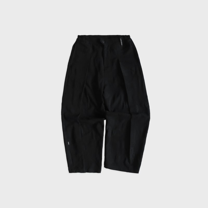 DYCTEAM x Raimochi - 被单鬼缇花丹宁_宽松大折全长裤 - 男士长裤 - 其他材质 黑色