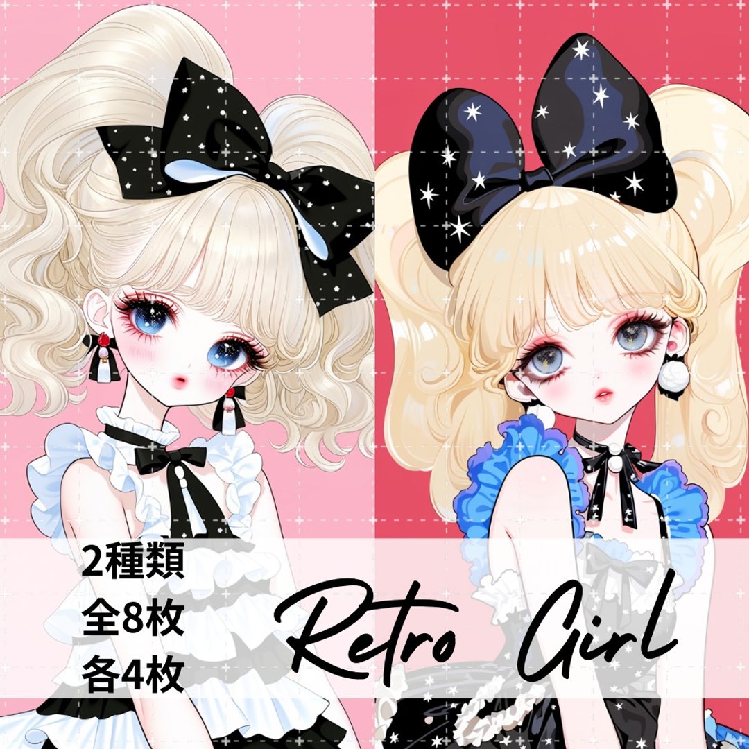 2款 pinokkumashop 人物贴纸 女孩贴纸 拼贴素材 - 贴纸 - 纸 