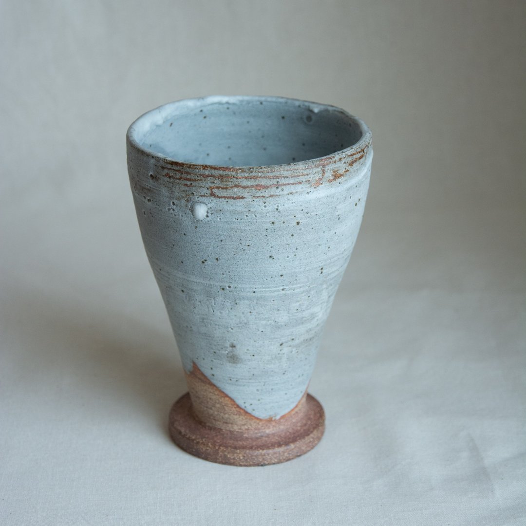 花器 陶器 蓝色 脚杯 - 花瓶/陶器 - 陶 