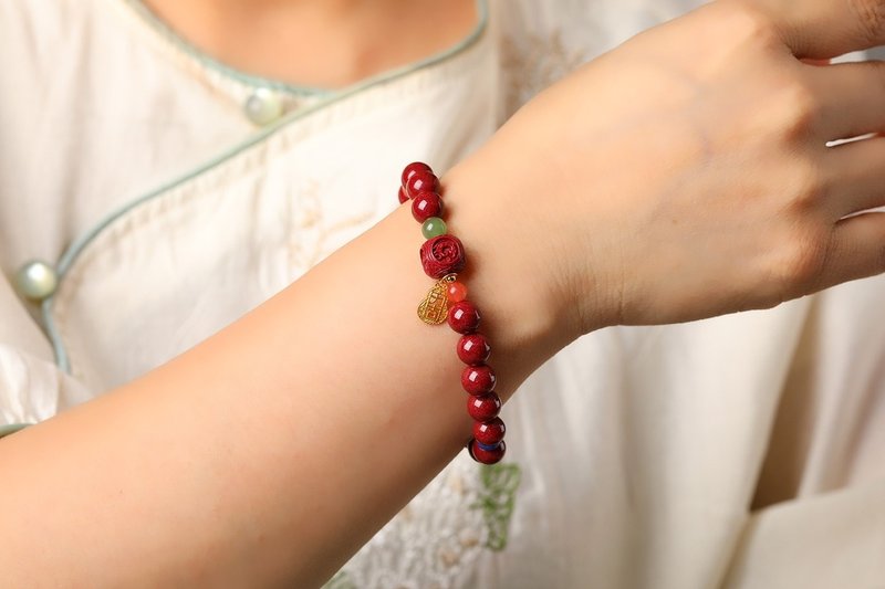 天然原矿朱砂精品紫金砂单圈手链 朱砂含量高达95%以上 - 手链/手环 - 宝石 