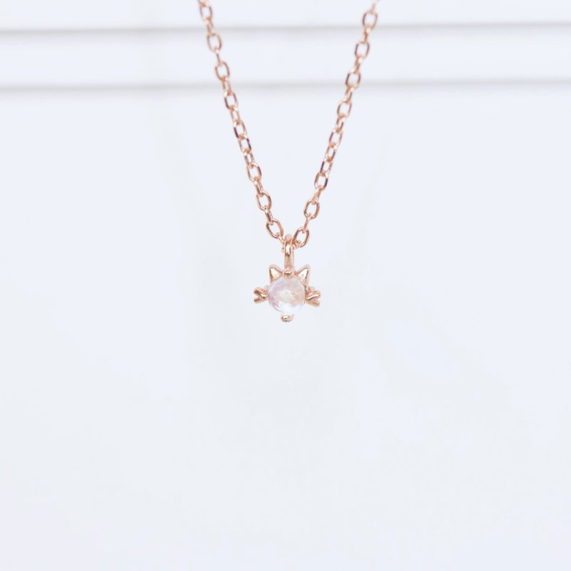 月光石925纯银猫咪项链 - 项链 - 水晶 蓝色