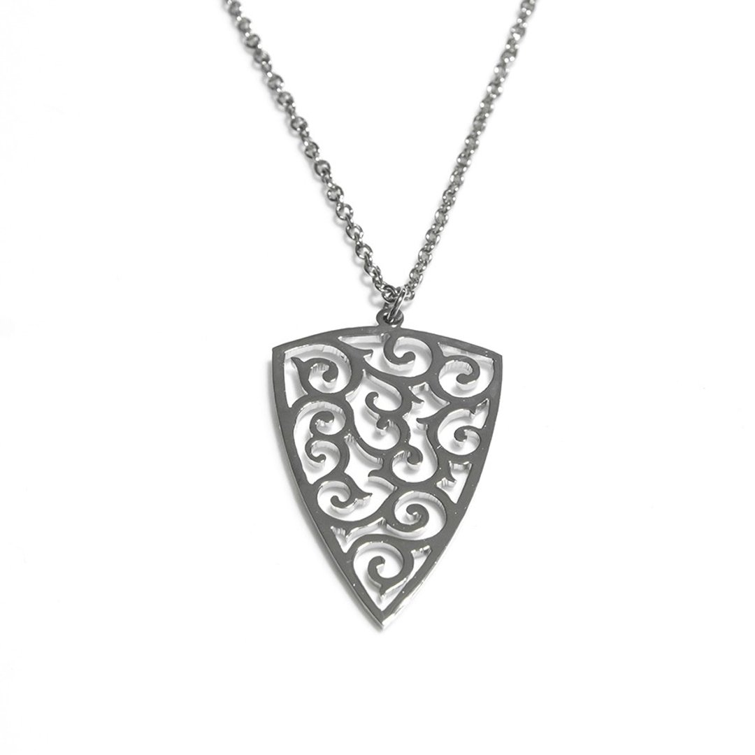 Decorative pattern in arrow shape pendant - 项链 - 其他金属 银色