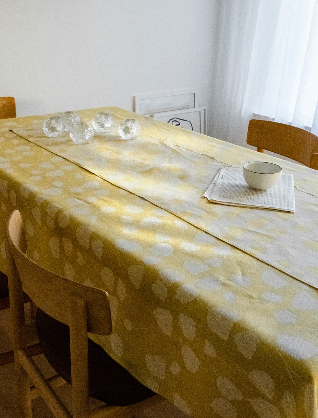北欧设计师款– 小花桌巾(147X147cm) BOUQUET LINEN TABLECLOTH - 餐垫/桌巾 - 棉 黄色