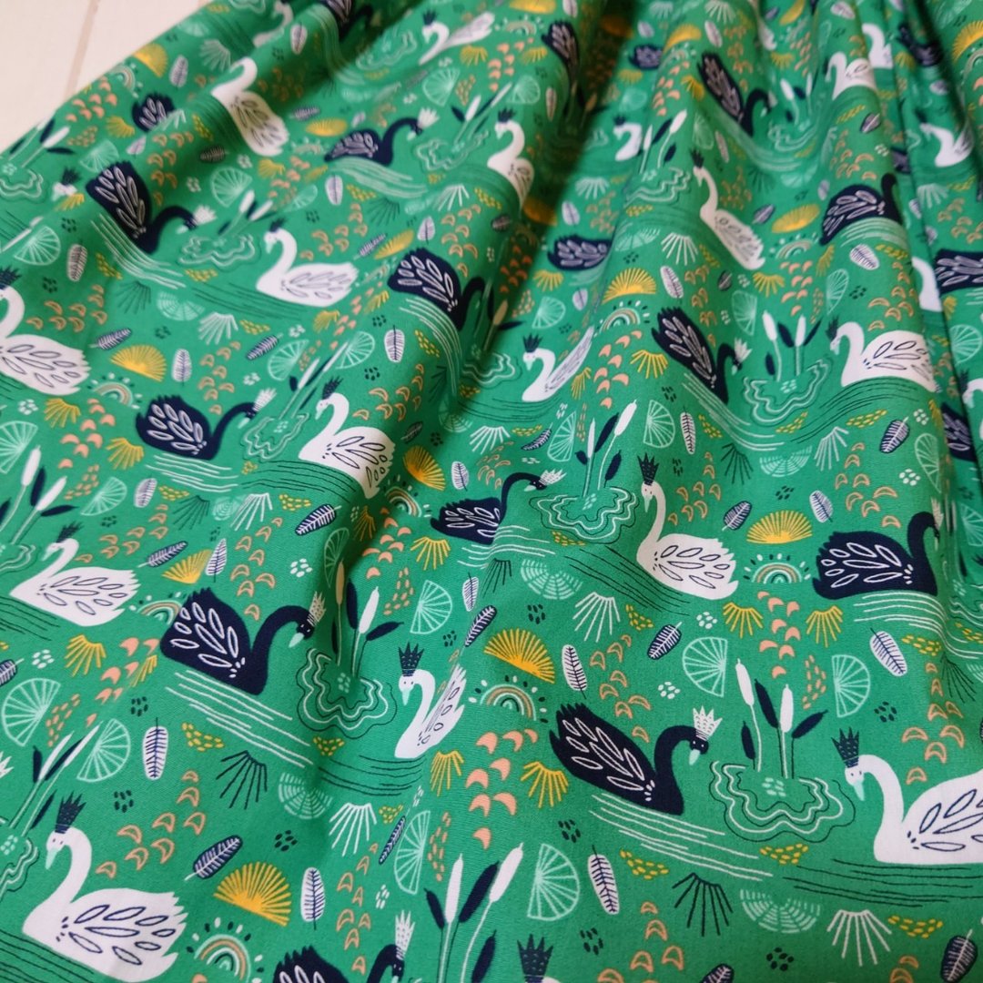 【订制商品】Swan 裙款 ss23 绿色 美国棉 日本制造 进口布料 长裙 天鹅 黑鸟 均码 SS 23 - 裙子 - 棉．麻 绿色