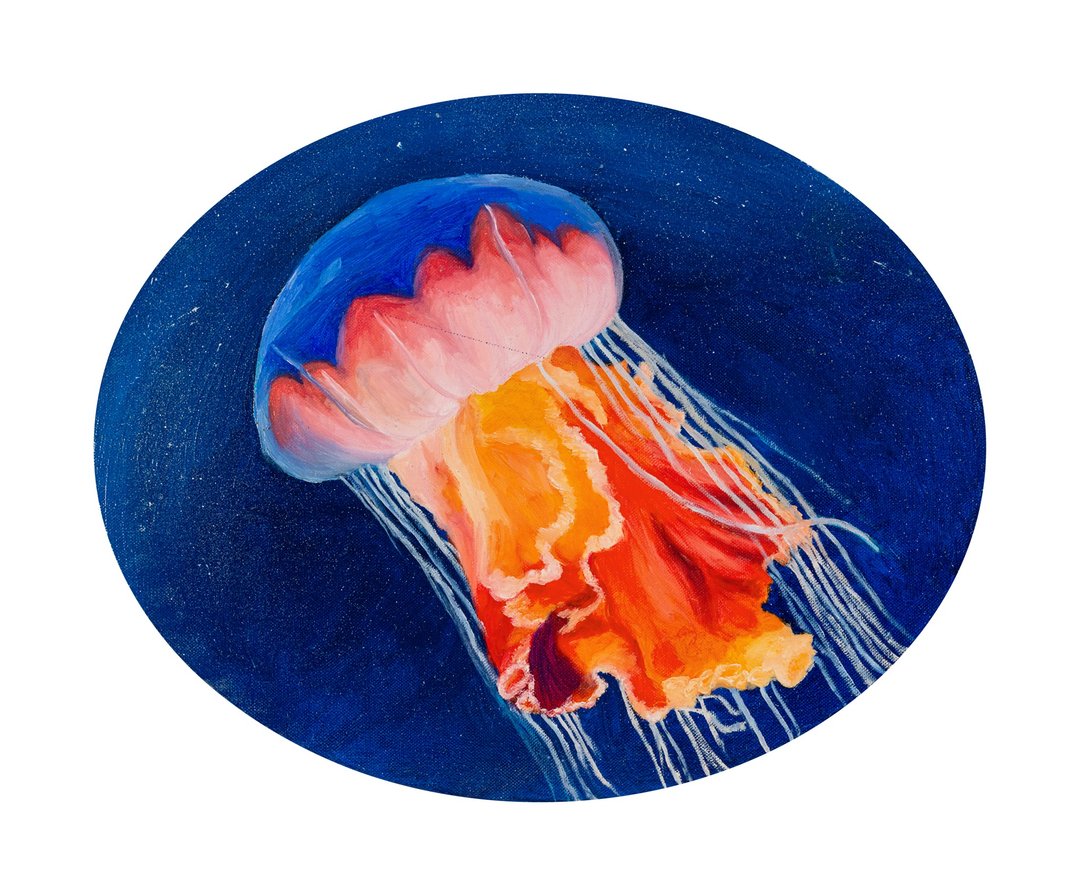 (原画作) 动物系列 / 水母【顺其自然】 - 海报/装饰画/版画 - 亚麻 蓝色