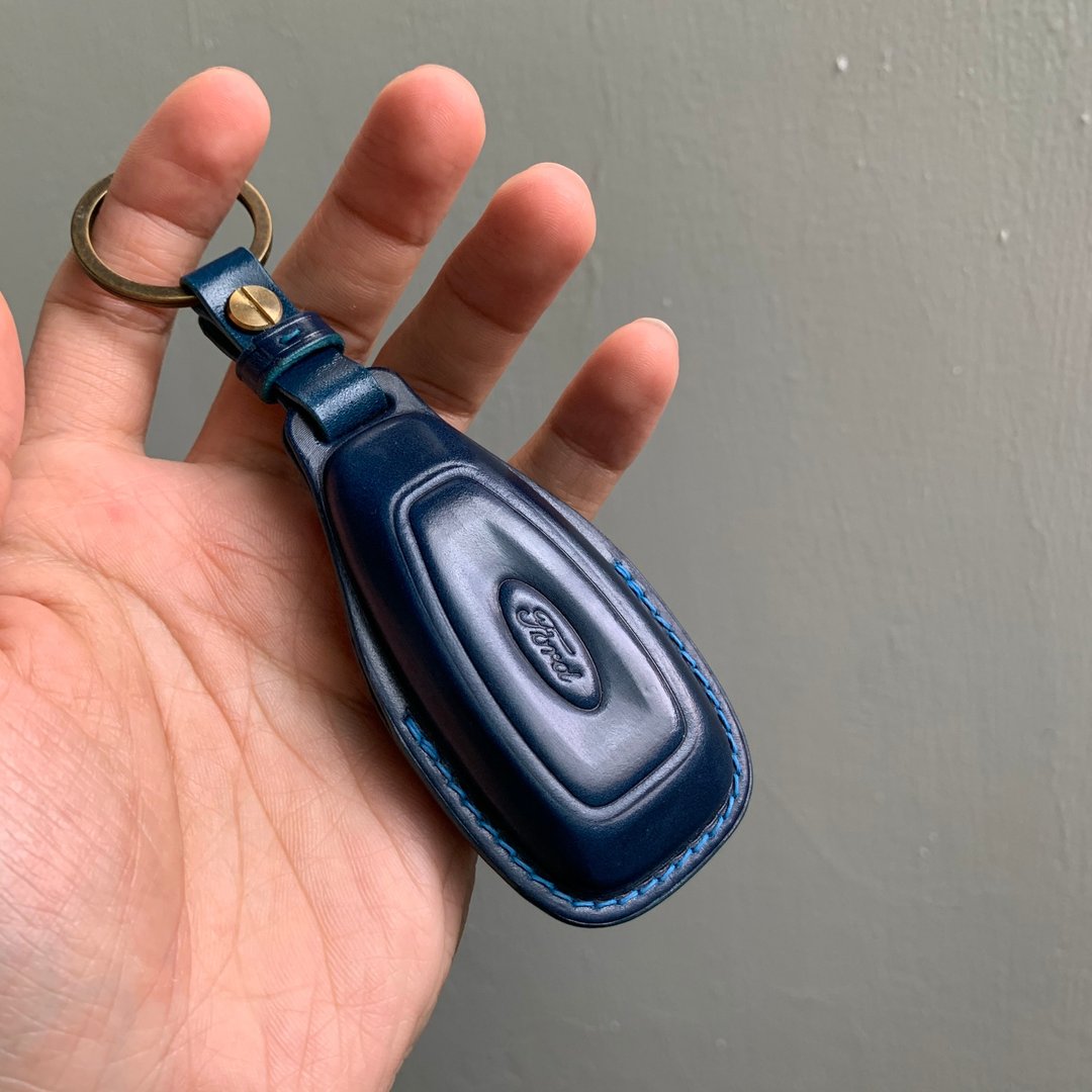 Ford 福特 马臀 钥匙皮套 皮革钥匙套 focus kuga ST line MONDEO - 钥匙链/钥匙包 - 真皮 蓝色