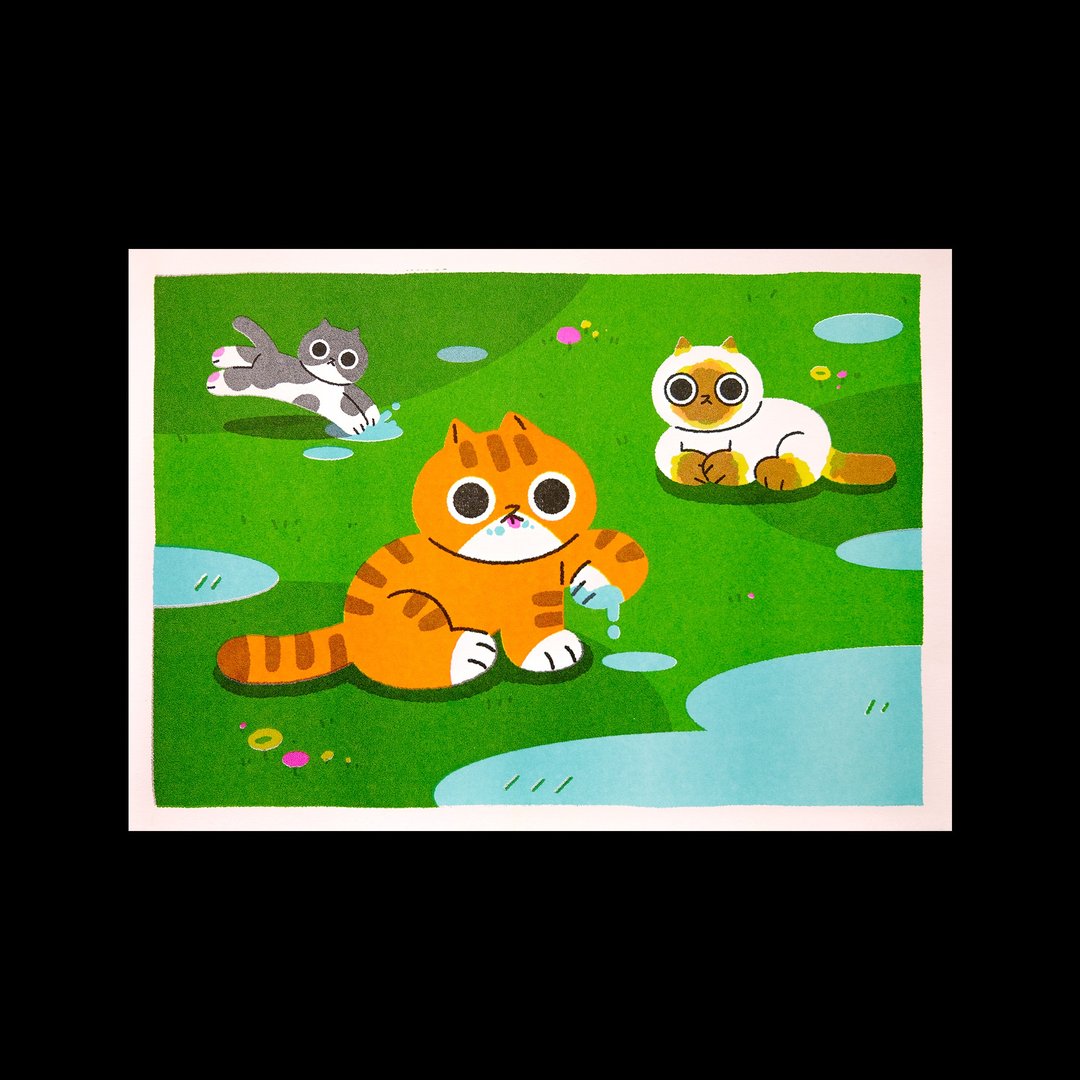 RELAX小猫 Riso 印刷 Poster 原创独立海报 漫画 怪兽工坊 - 其他 - 纸 多色
