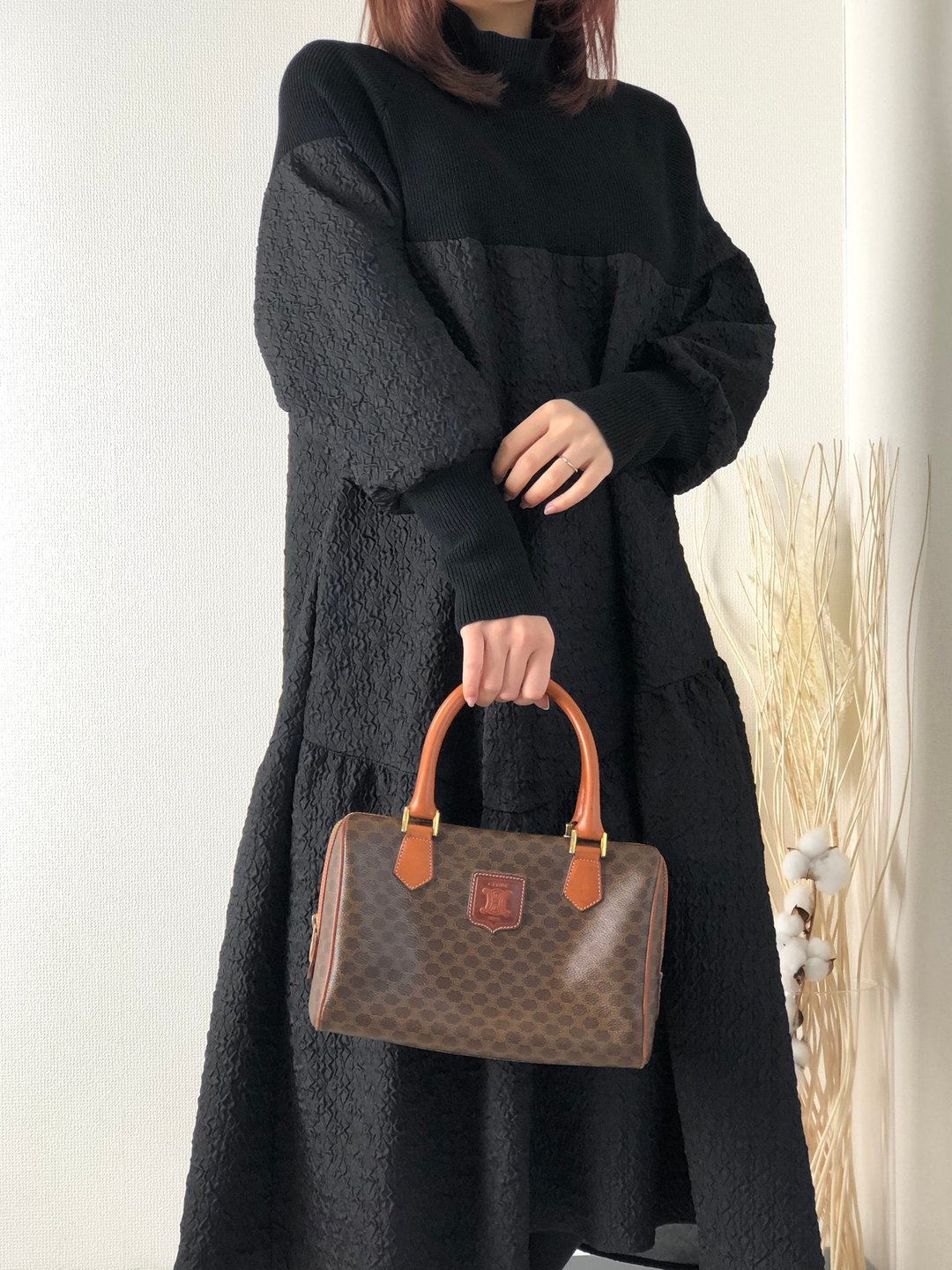 【 日本直送 名牌中古包 】CELINE  સリーヌ 马车图案 压纹 棕色 皮革 手提包 迷你波士顿包 vintage v4cef4 - 手提包/手提袋 - 真皮 咖啡色