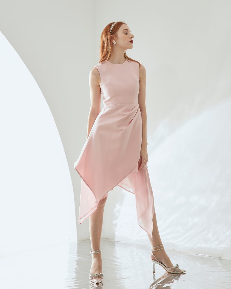 Rose A-Line Wrap Dress 派对洋装 长洋装 粉色洋装 婚礼前洋装 - 洋装/连衣裙 - 其他材质 