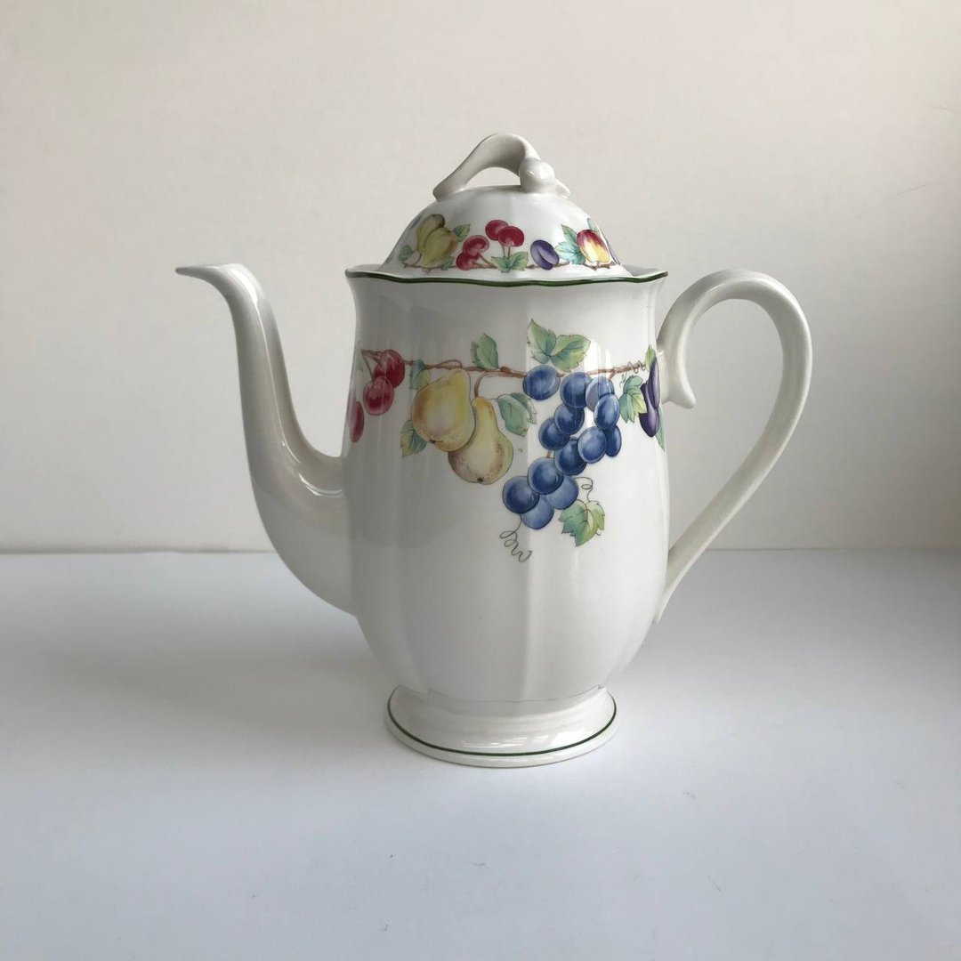 Villeroy & Boch 茶壶 Melina 系列 | 复古瓷茶壶水果图案 - 茶具/茶杯 - 陶 白色