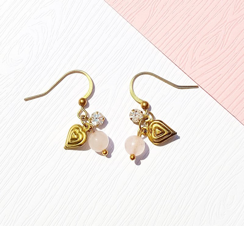 夏季星海派对- 花火 粉晶 黄铜耳环 极简几何 七夕 音乐祭 定制 - 耳环/耳夹 - 水晶 粉红色