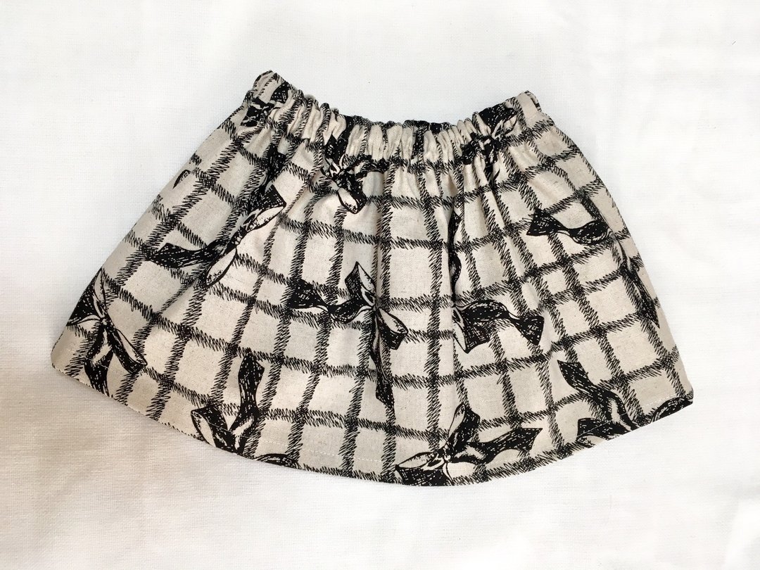 Ribbon pattern gathered skirt baby black - 其他 - 棉 黑色