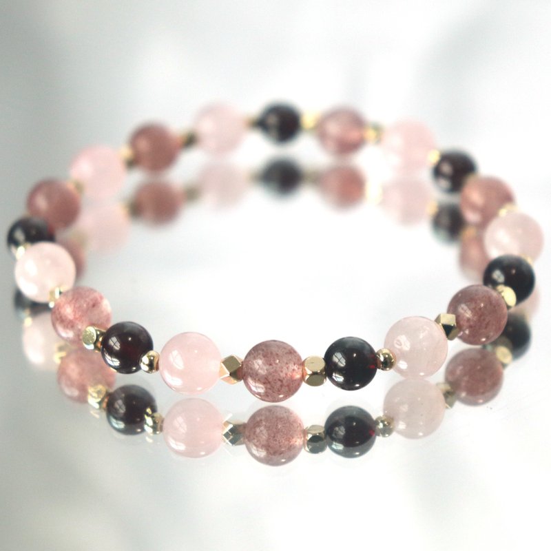 粉晶-草莓晶-石榴石-招财-开运-疗愈-水晶手链 - 手链/手环 - 水晶 多色