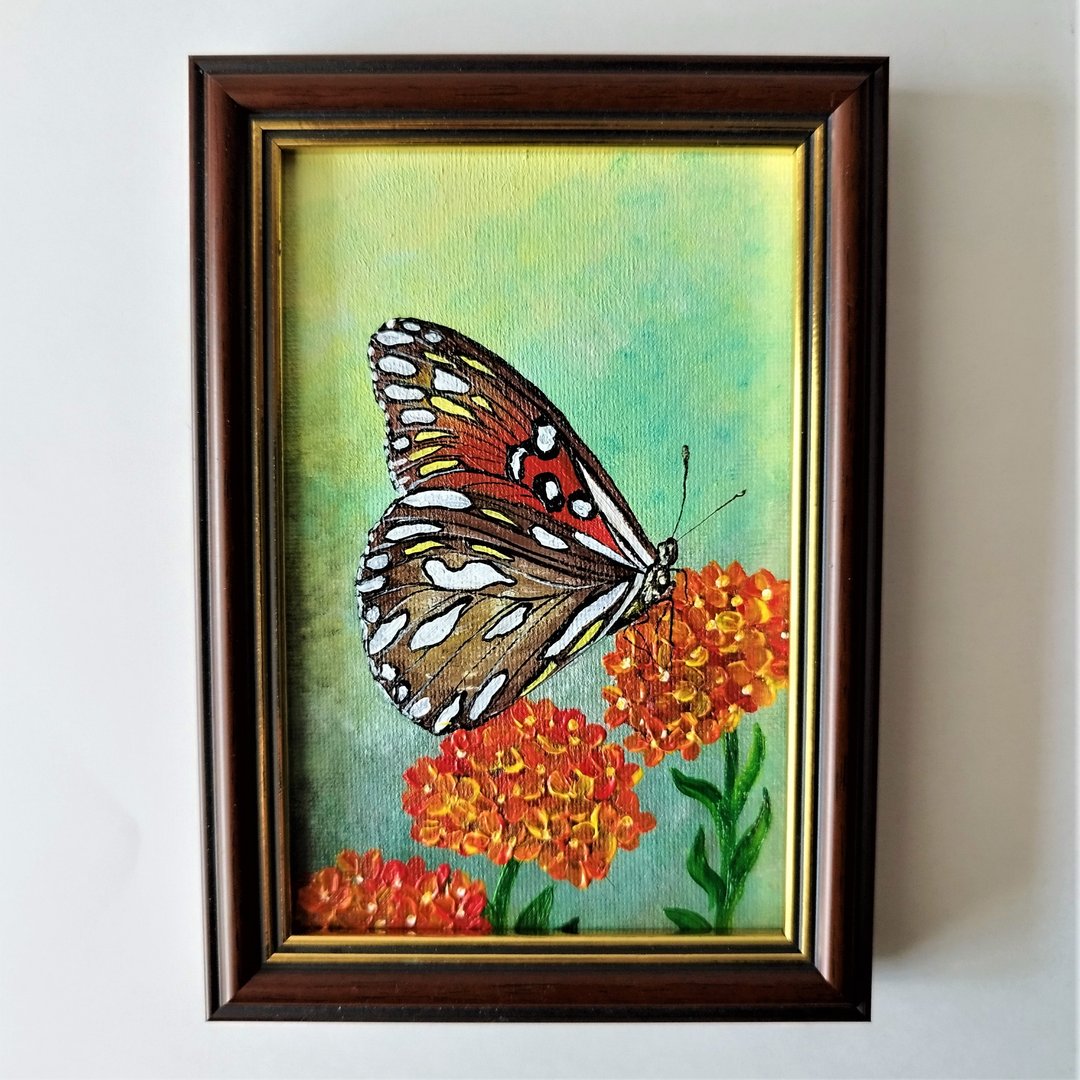 Butterfly Acrylic Painting Insect Artwork | Small Wall Decor Art - 墙贴/壁贴 - 压克力 多色