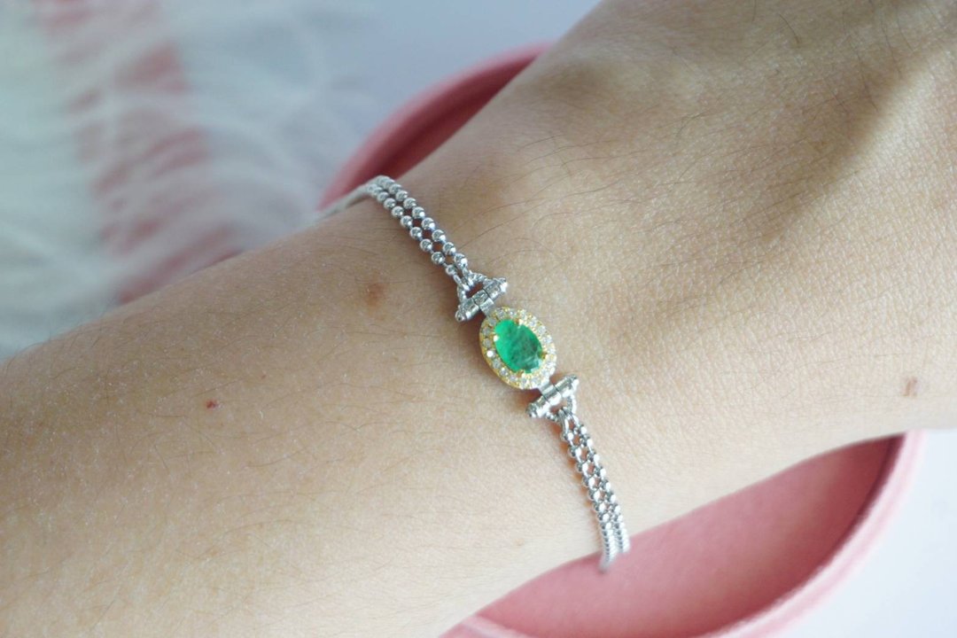 Natural Emerald Bracelet Silver 925. - 手链/手环 - 纯银 