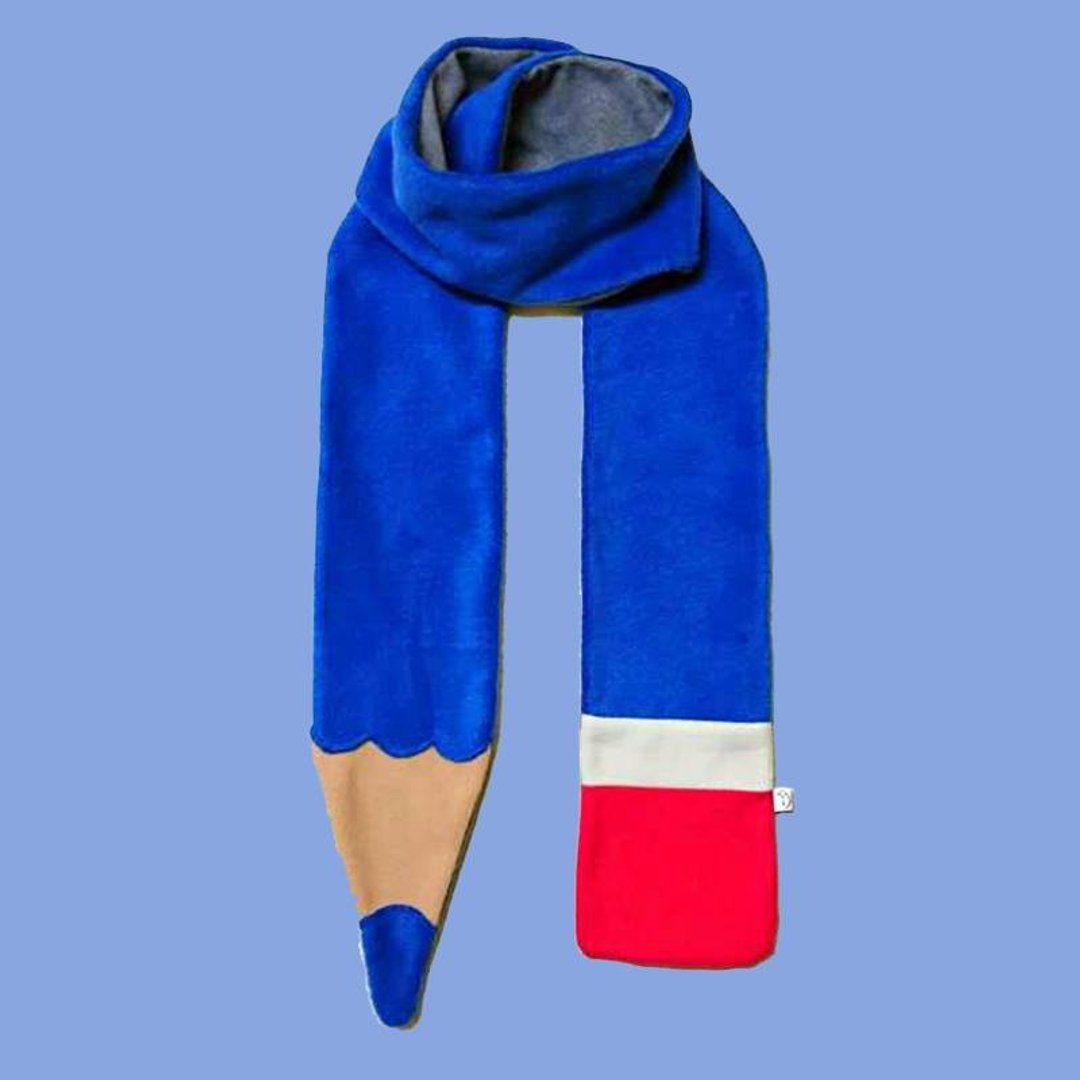 【限量商品】铅笔围巾。蓝铅笔 / 围巾 / 冬季限定 / 耶诞温度 - 丝巾 - 棉 蓝色