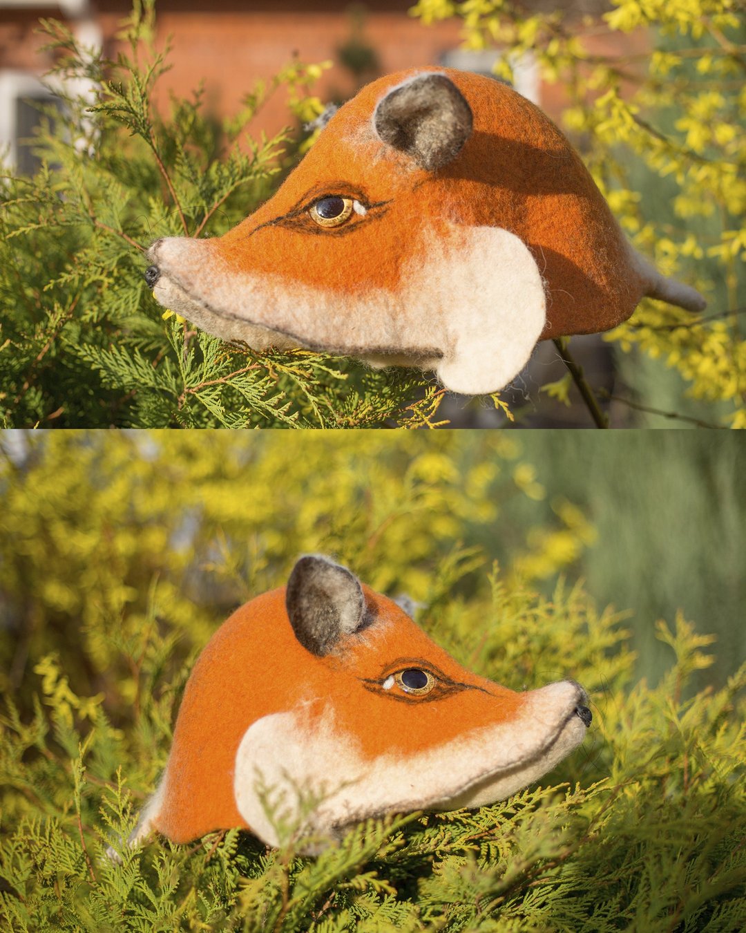 Wolf hat, sauna hat - 帽子 - 羊毛 橘色