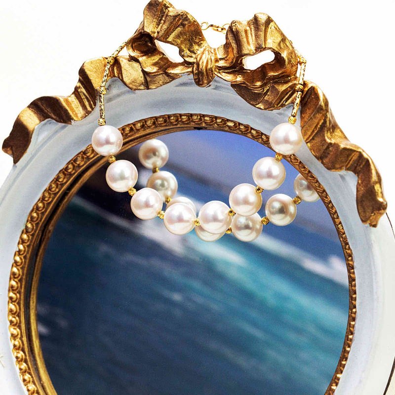 纯18K金日本Akoya珍珠手链 - SC 004 - 手链/手环 - 贵金属 金色