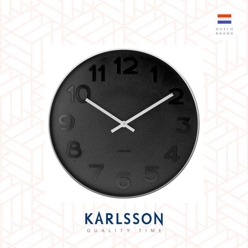 Karlsson 37.5cm wall clock Mr.Black numbers steel case - 时钟/闹钟 - 其他金属 黑色