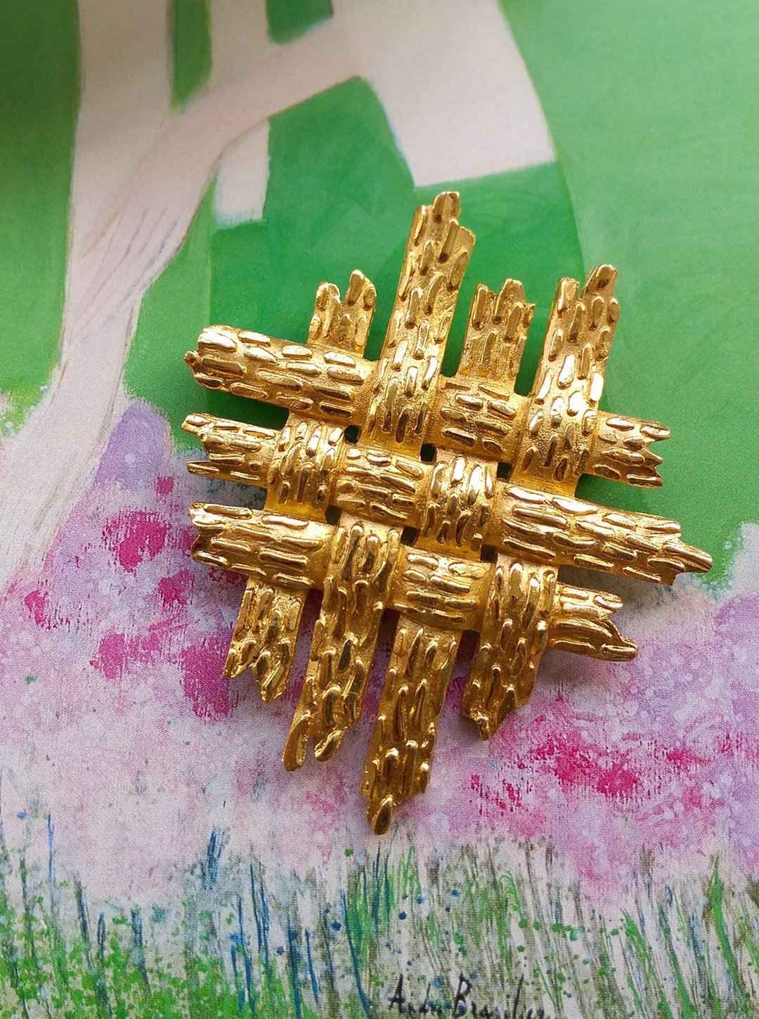 西洋古董饰品。TRIFARI 几何 片段 金属 别针 - 徽章/别针 - 其他金属 金色