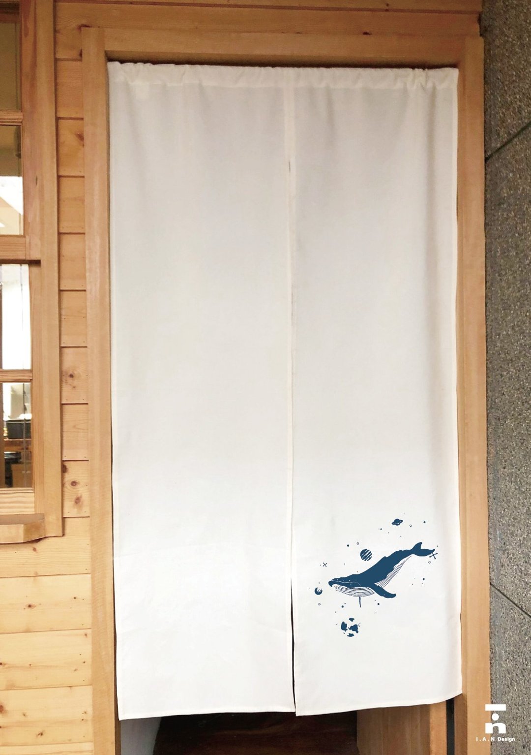 (多色款选择) 深蓝52Hz-有机棉绢印日式中门帘 Organic Cotton - 门帘/门牌 - 棉 白色