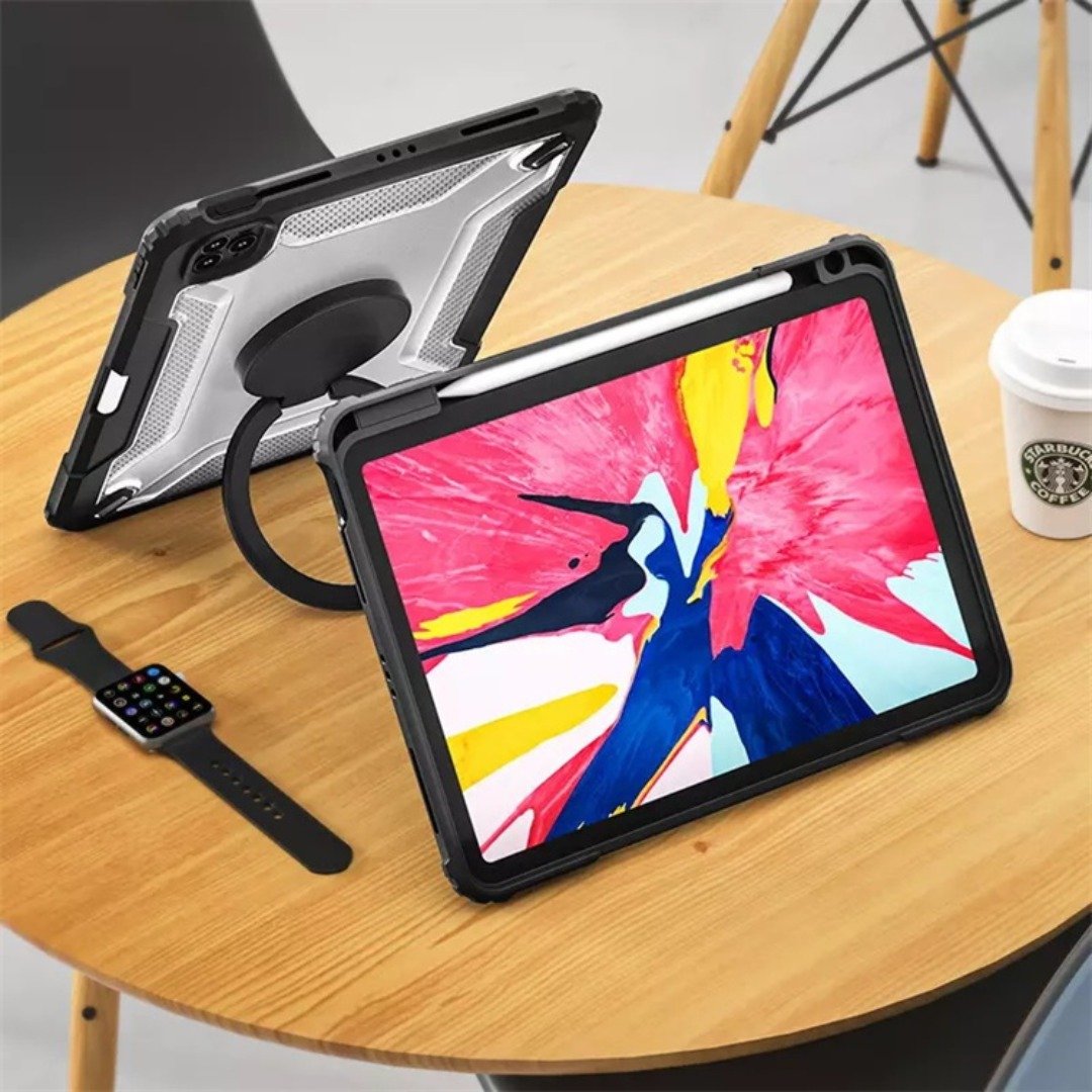 WIWU- iPad 保护套附带Mecha圆环旋转支架 - 平板/电脑保护壳 - 塑料 