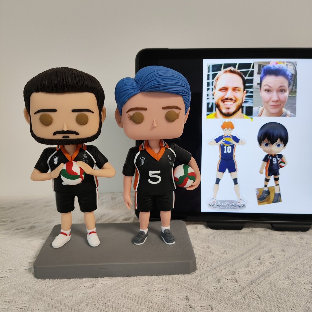 纯手工定制美国Funko Pop 自画像公仔情侣父母夫妻结婚周年礼物 - 玩偶/公仔 - 粘土 多色
