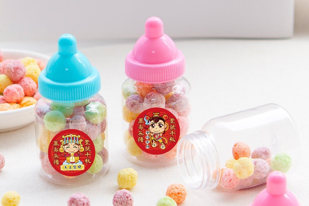 三太子 小奶瓶糖果   五彩球饼干   Q版神明祝寿 圣诞千秋 - 零食/点心 - 新鲜食材 多色