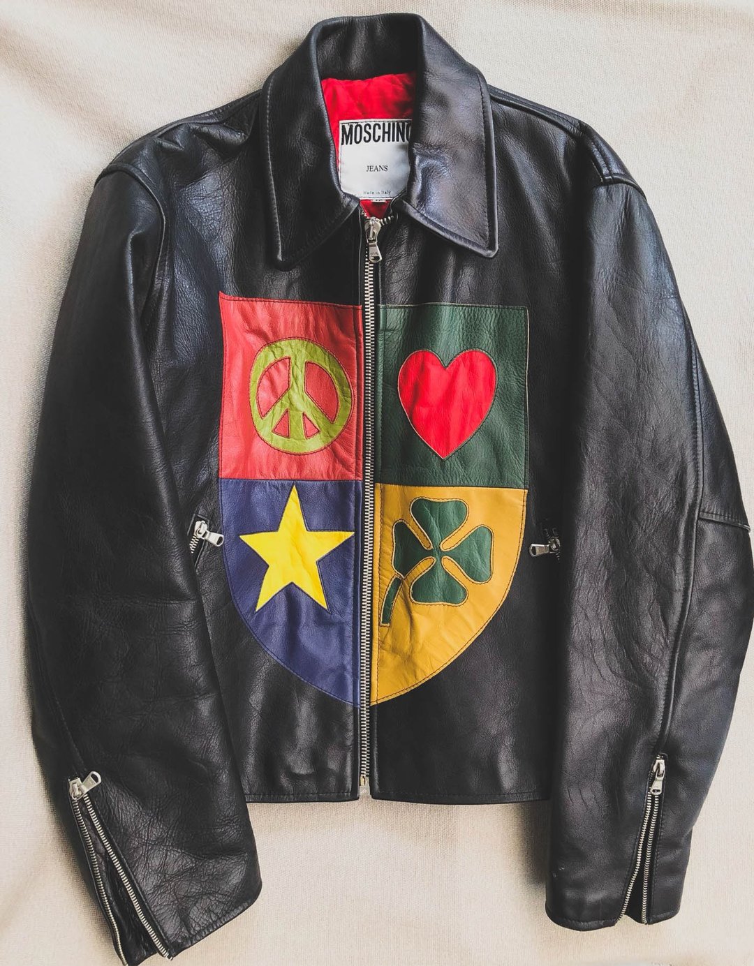 VINTAGE MOSCHINO 皮革夹克 / 外套/皮衣/ 庞克摇滚 / 90's - 男装外套 - 真皮 黑色