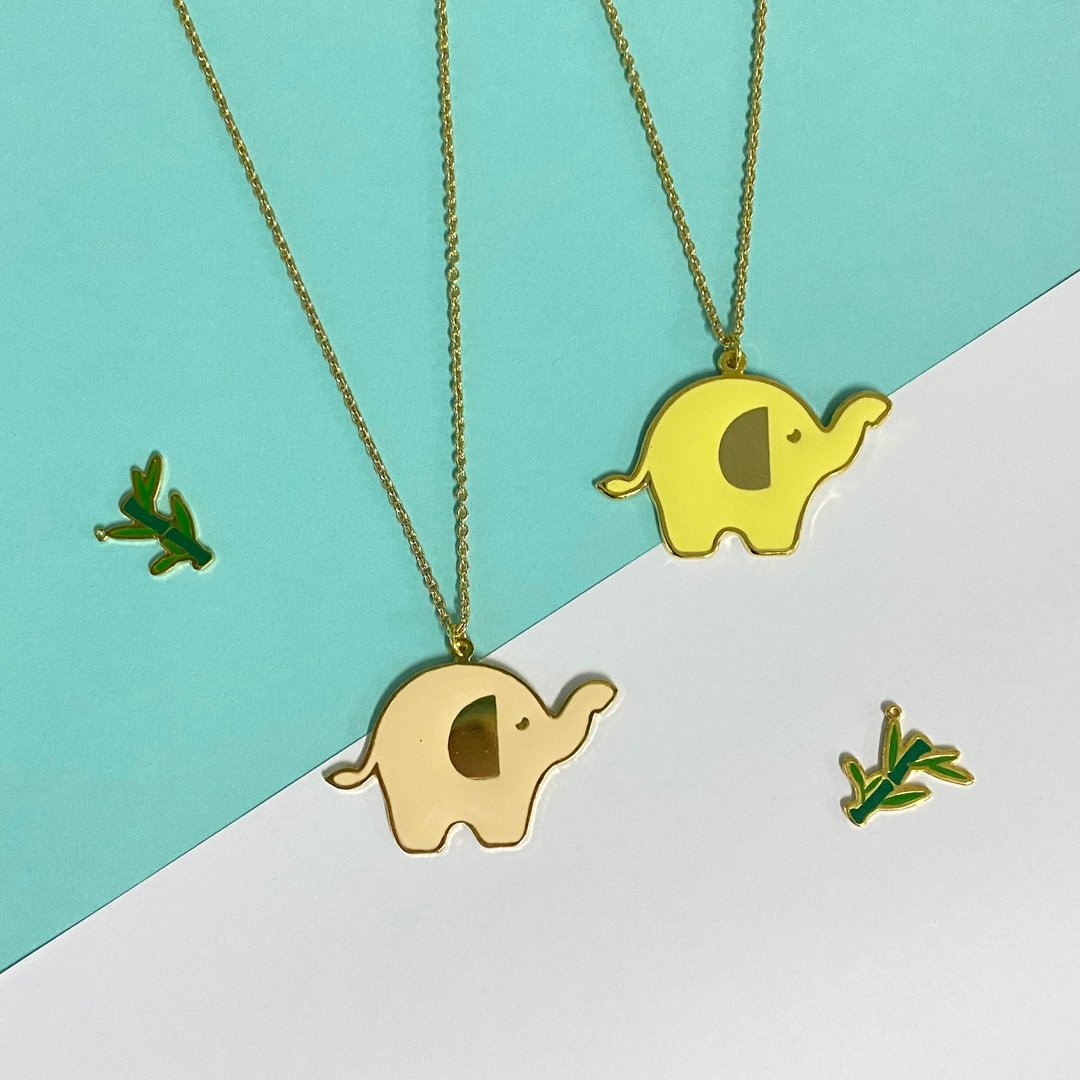 Long Necklace Elephant - 项链 - 贵金属 粉红色