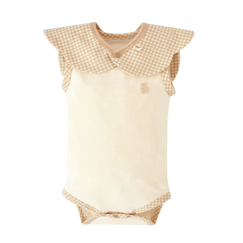 【SISSO有机棉】经典格格凉感无袖包屁衣+快乐云围兜 S  L - 包屁衣/连体衣 - 棉．麻 白色