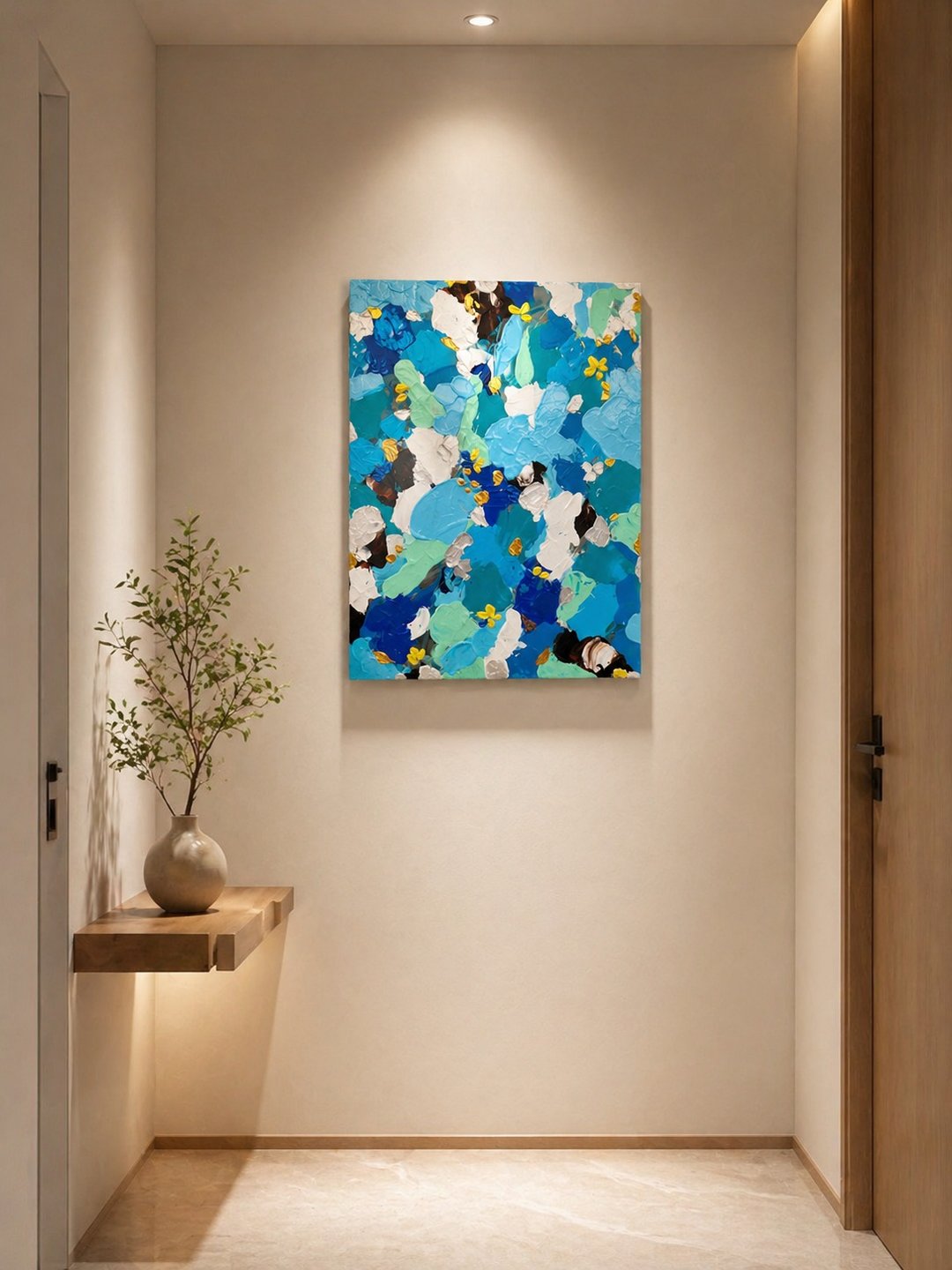 【流动的蓝】现代抽象挂画 - 33×45.5 压克力原作 - 摆饰 - 棉 