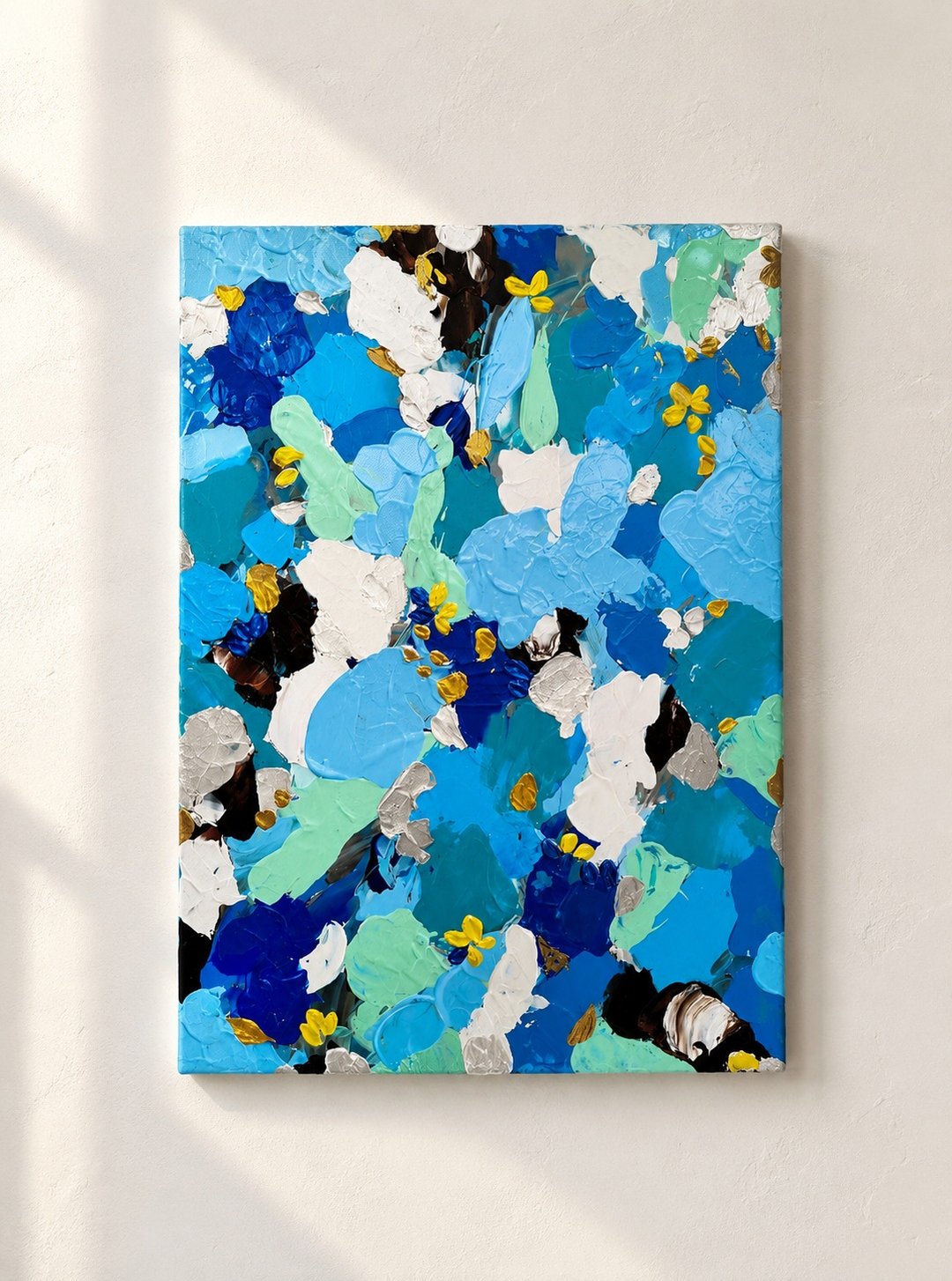 【流动的蓝】现代抽象挂画 - 33×45.5 压克力原作 - 摆饰 - 棉 