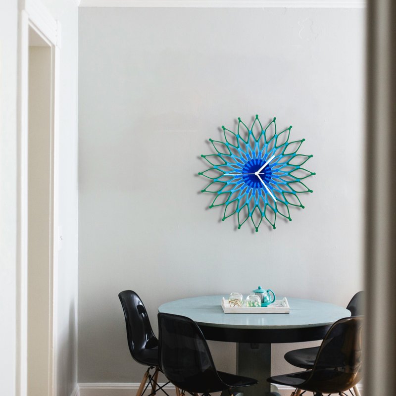 绿色/蓝色挂钟有 2 种尺寸 - Peacock - 时钟/闹钟 - 木头 蓝色