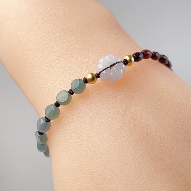 冰种蓝水翡翠小花编织手链 | 天然A货翡翠 | 送礼 - 手链/手环 - 玉石 多色