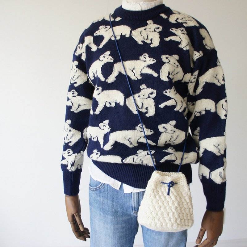 Ba-ba handmade  Crochet Drawstring bag with string  No.KP1 - 其他 - 其他材质 白色