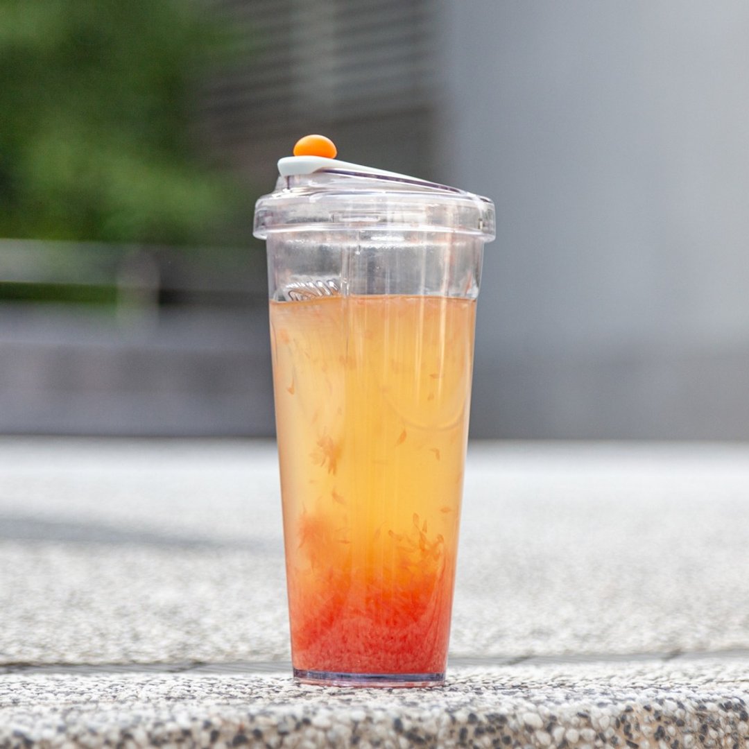 漂浮珍奶杯 / 赤橘 / Ecozen材质无吸管环保杯 850ml 随行杯 - 水瓶/水壶 - 塑料 橘色