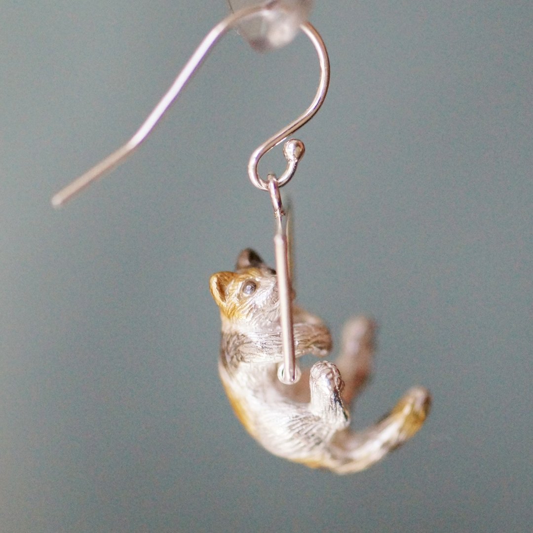Buranko Balloon Cat Earrings Clip-On Ear - 耳环/耳夹 - 纯银 银色