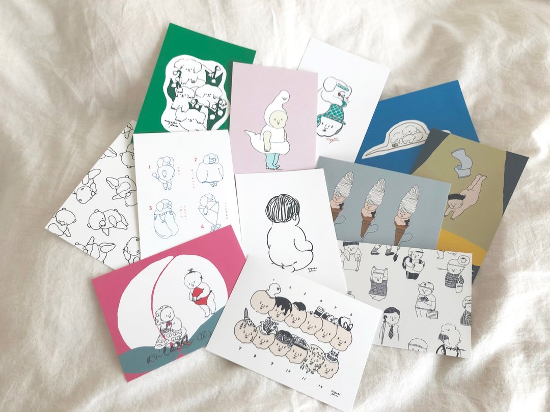 Postcard 12P set with sleeve case - 卡片/明信片 - 纸 白色