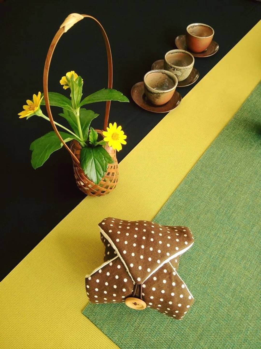 品杯的水玉厚衬包袱巾 - 茶具/茶杯 - 棉 咖啡色