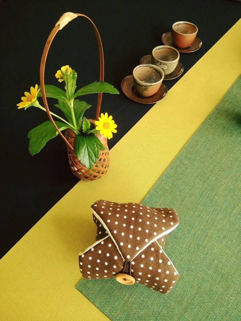 品杯的水玉厚衬包袱巾 - 茶具/茶杯 - 棉．麻 咖啡色