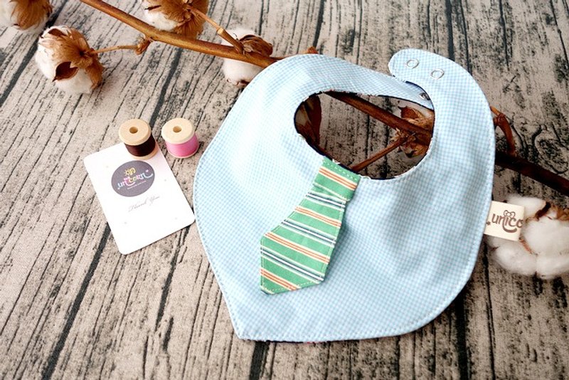 斜纹领带围兜-手工限量制作围兜、沙发兜、口水兜、口水巾-明-unicorn - 围嘴/口水巾 - 棉．麻 绿色