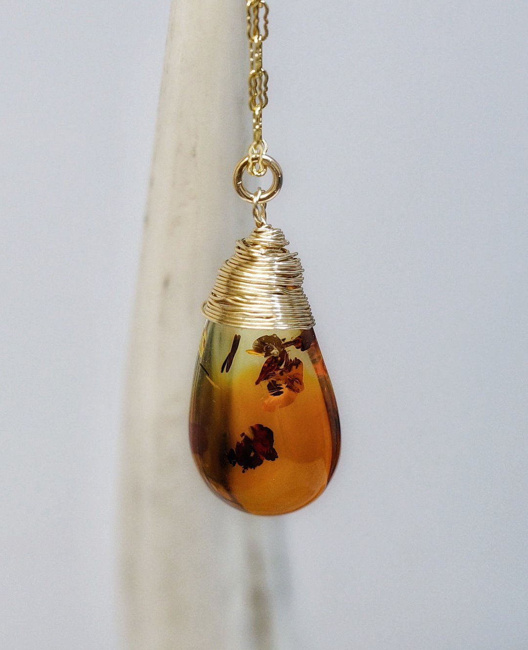 14K包金 GF 波罗的海琥珀颈链 ( 14K GF Baltic Amber Necklace ) - 项链 - 水晶 