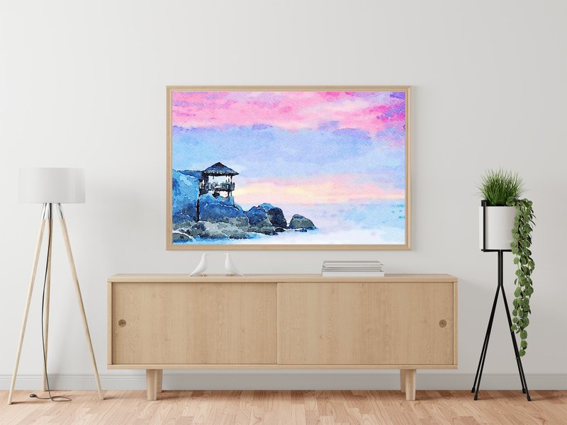 Romanticism painting • Sea of pink flowers, Wall Art, Watercolor art - 海报/装饰画/版画 - 其他材质 粉红色