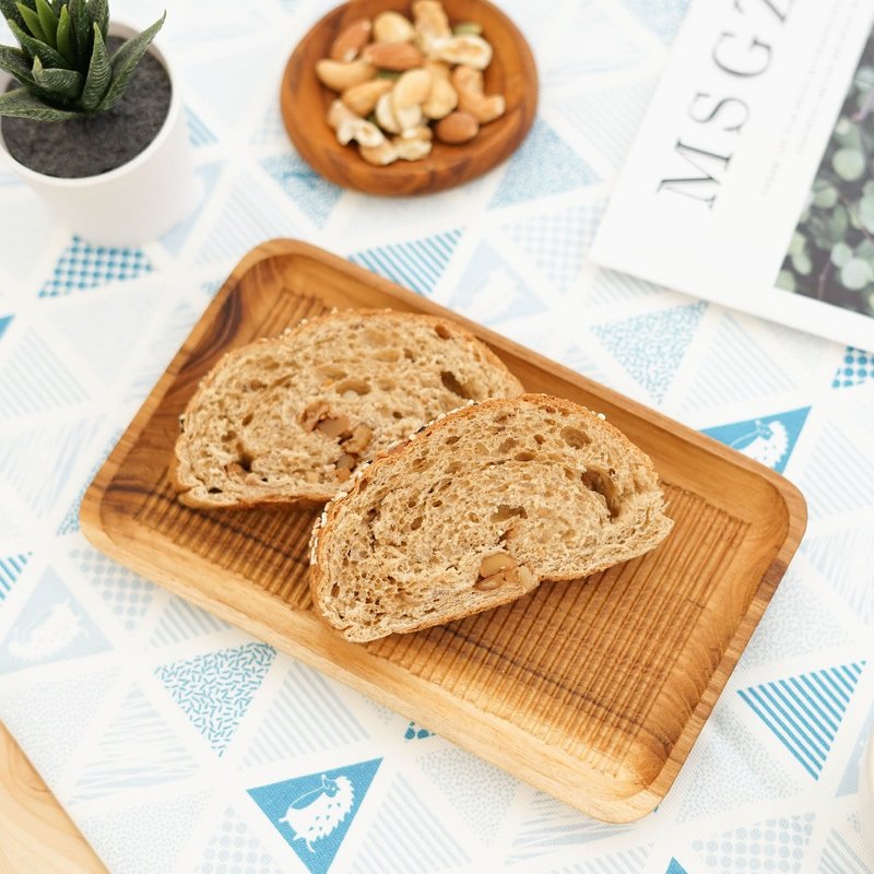 天然柚木餐盘-条纹款 20cm│不上漆原木制长型托盘 露营野餐 - 盘子/餐盘/盘架 - 木头 咖啡色