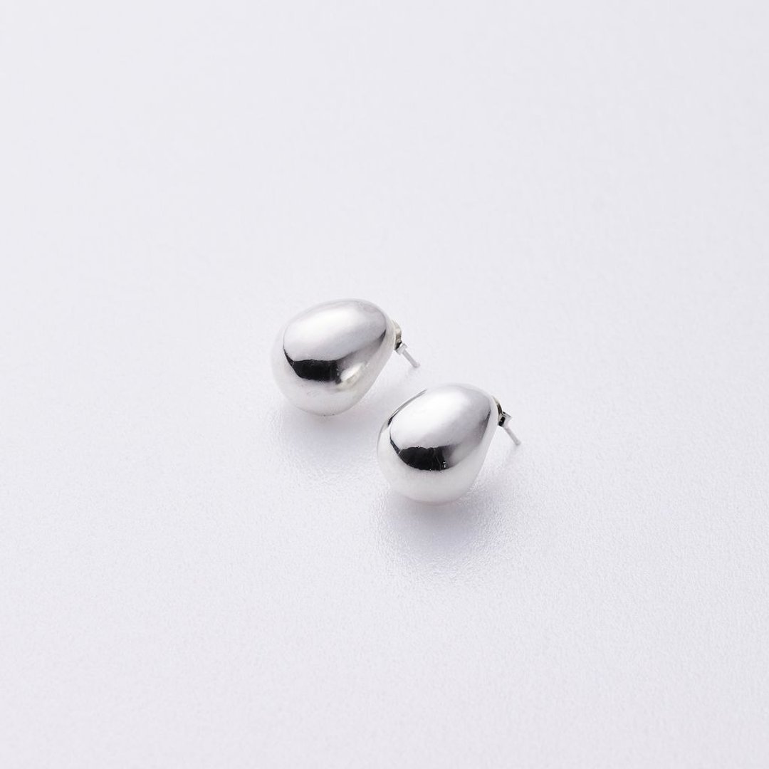 Oval Sphere earrings 椭圆立体耳环 - 耳环/耳夹 - 纯银 