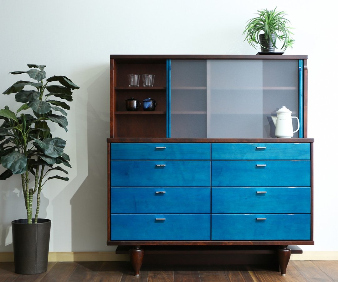 旭川家具 Create Furniture Yoppen 中型柜 - 衣柜/鞋柜 - 木头 蓝色