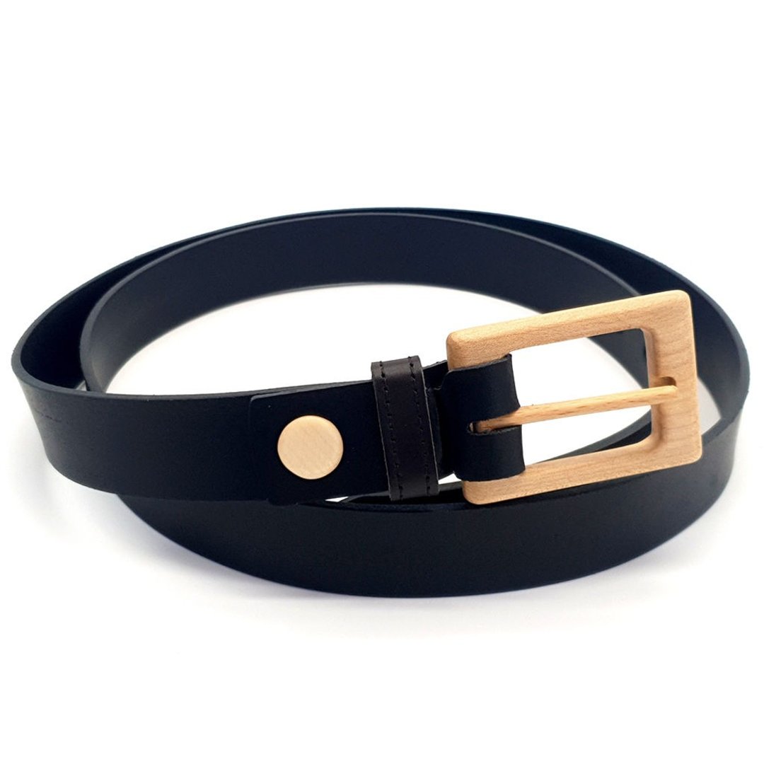 Wood Belt Serengeti Brave 300 - 枫木黑色绒面皮革皮带 - 皮带/腰带 - 木头 黑色